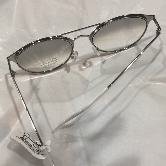 Jessica Simpson j5564 white silver wire frame brow bar smoke lens sunglasses new main image 11